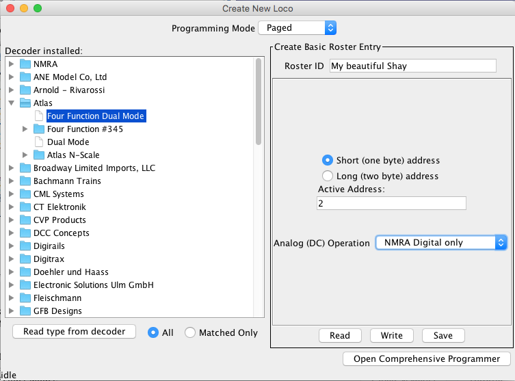 new loco pane - Create Basic Roster Entry