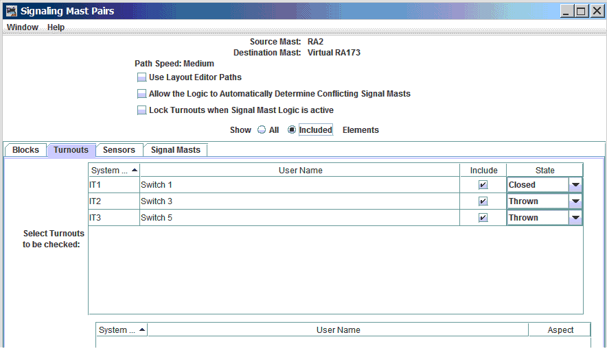 Create turnout entries