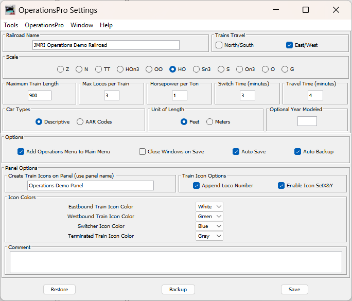 Operations Settings pane, version 4.2