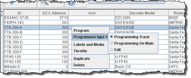 context menu