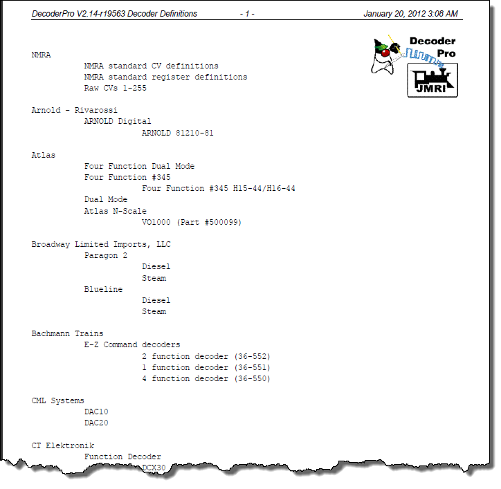 decoder printout